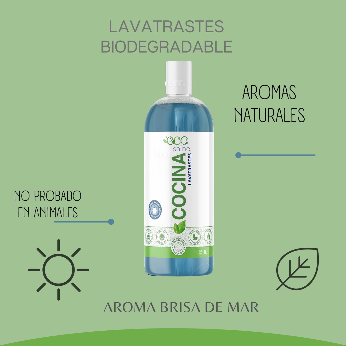 Eco Shine - Lava Trastes Aroma Brisa del Mar (1L)
